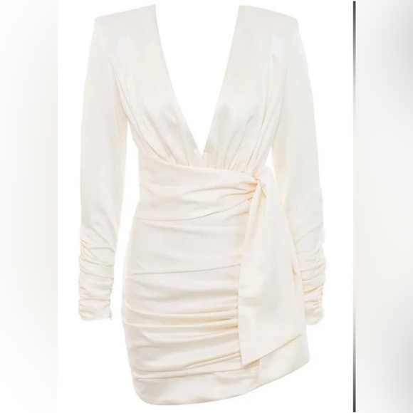 House of CB loana Ivory Draped Satin Dress - Picture 5 of 6